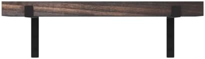Rustic Wood Floating Shelves Dark Brown Set of 4