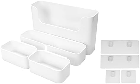 Adhesive Wall Mounted Shelves 4pcs Set White ABS Plastic Hanging Storage Bins