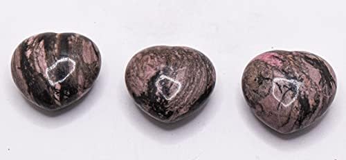 29mm Pink and Black Rhodonite Puffy Heart Crystal Mineral Specimen