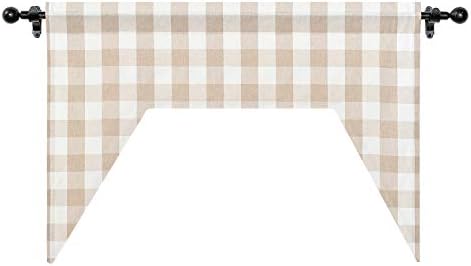 Curtain Swag 1 Panel Classic Buffalo Check Beige White 54x36
