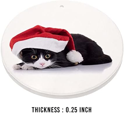 MEVRA Black Cat Christmas Ornament with Golden Lanyard