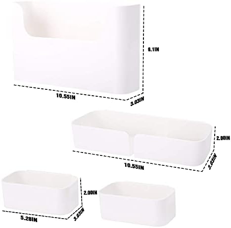 Adhesive Wall Mounted Shelves 4pcs Set White ABS Plastic Hanging Storage Bins