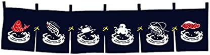 Octopus Shrimp Noren Panel 40x140cm for Restaurant Decor