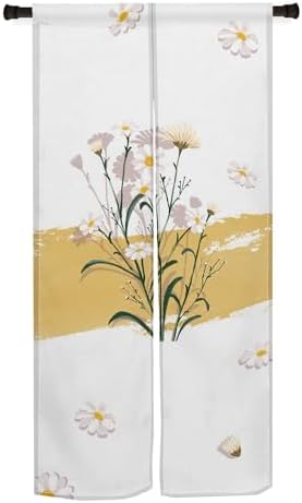Japanese Noren Door Curtain with Daisy Design