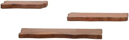 Sagebrook Home Floating Wall Shelves Set of 3 Mango Wood with Iron Brackets