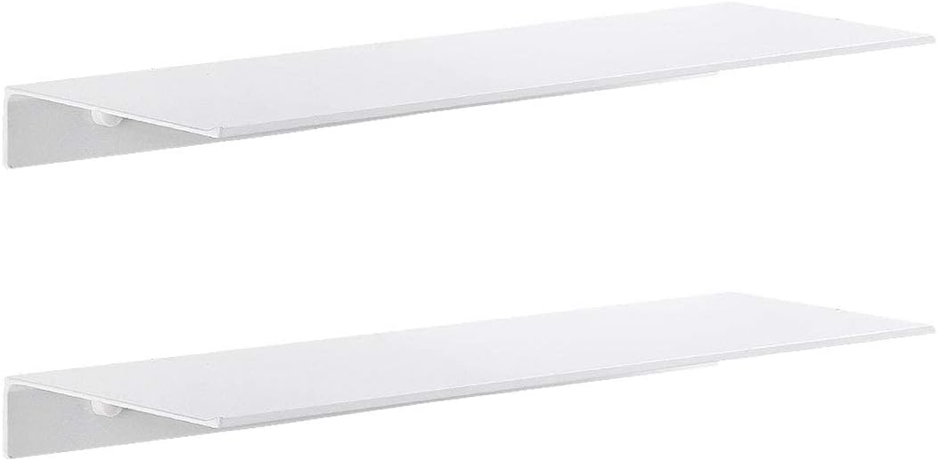 Modern Floating Shelf Wall Mounted Heavy Duty 16 Inch White 2 Pack