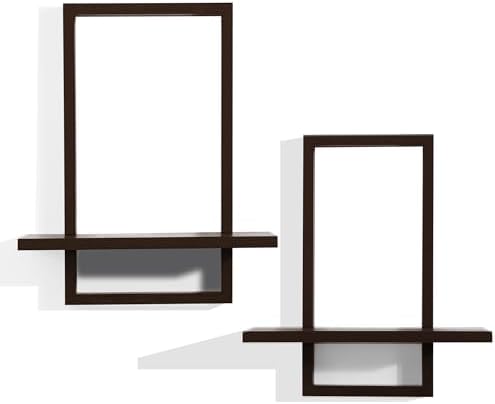 PHOENANCEE Square Floating Shelves Set of 2 Black Modern Chic