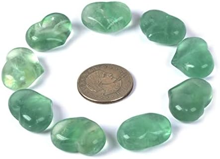 Justinstones Green Fluorite Puff Heart Crystal Pack of 10
