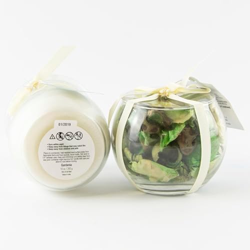 Fragrant Delights Gardenia Scented 10 Oz Jar Candle and Potpourri Set