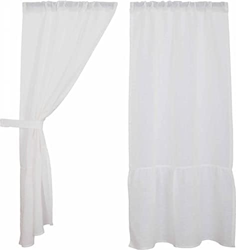 Piper Classics White Linen Ruffled Panel Curtains Set of 2