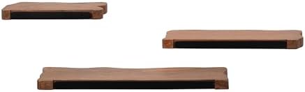 Sagebrook Home Floating Wall Shelves Set of 3 Mango Wood with Iron Brackets