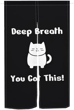 Leowefowa Japanese Style Door Curtain Black Cat Panel