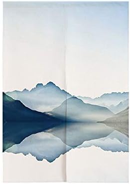 MYRU Japanese Curtain Noren Panel Blue Lake 335x59 Inch