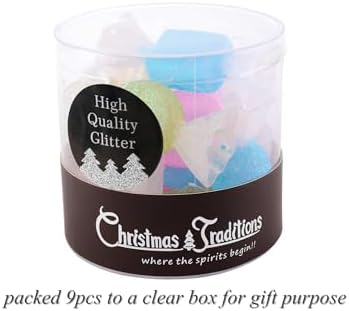 Christmas Traditions 3 to 35 Inch Iridescent Glitter Candy Ornaments Set of 9