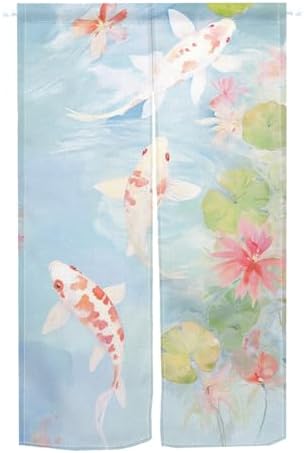 Japanese Noren Door Curtain with Koi Fish Print