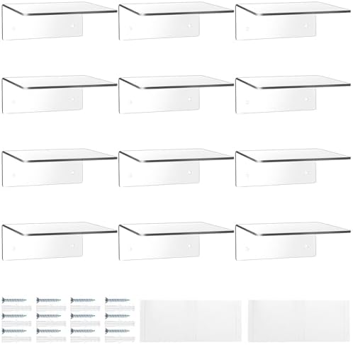 Wenqik Clear Acrylic Floating Shelves 6x6 Inch 12 Pack