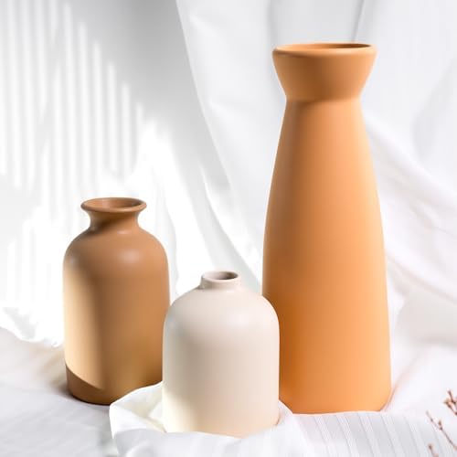 Ceramic Vase Set of 3 Modern Boho Farmhouse Decor