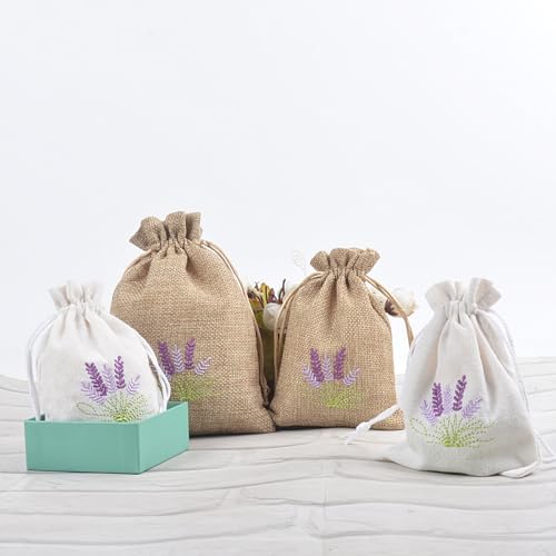 Pack Of 10 Cotton Linen Drawstring Bags for Lavender Storage