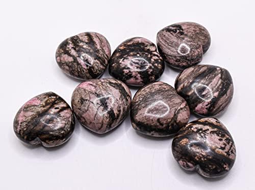 29mm Pink and Black Rhodonite Puffy Heart Crystal Mineral Specimen