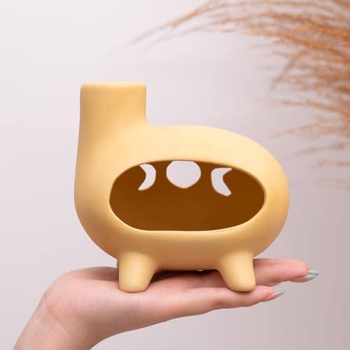Elegant Handcrafted Ceramic Palo Santo Burner with Yellow Terracotta Feet