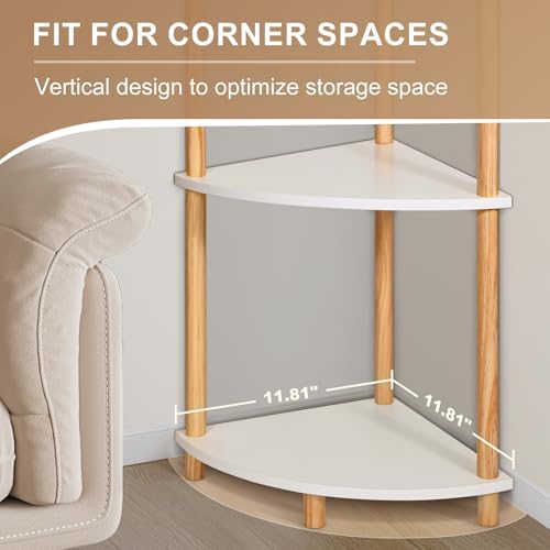 YGYQZ 5 Tier Corner Bookshelf Stand - Narrow Stable Rustic Style