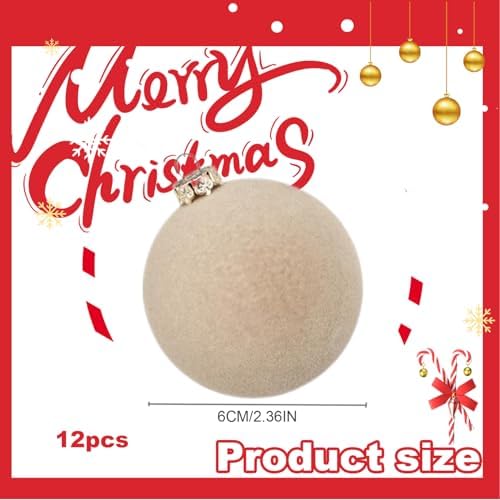 Wedhapy 12 Velvet Christmas Tree Balls 2 Inch