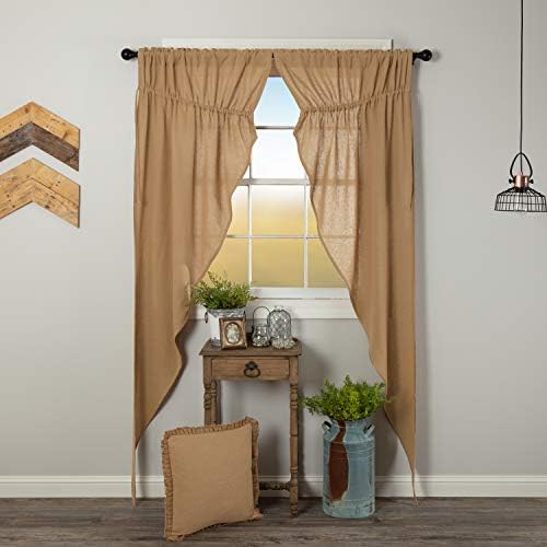VHC Brands Prairie Panel Pair Tan Rod Ties Window Curtains