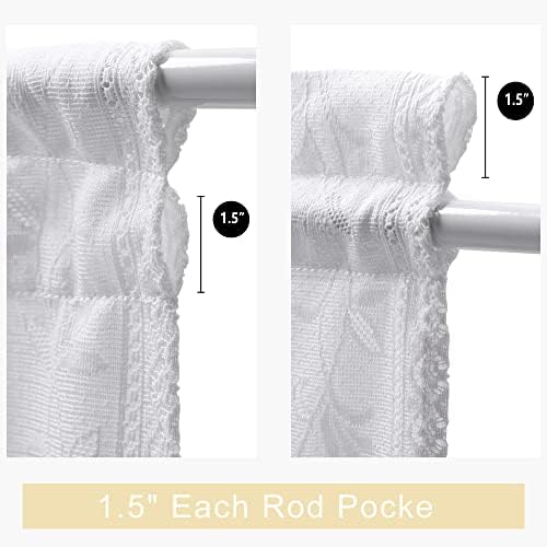 2 Pcs White Lace French Door Curtain Panels 72 Inch Long