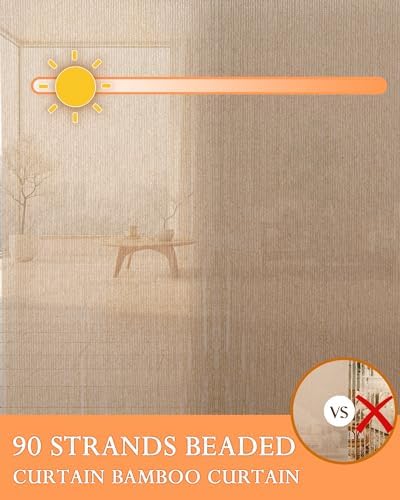 Elegant Bamboo Door Curtain - 355x79 90-Strand Beaded Divider