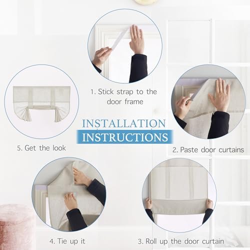RYB HOME Linen Blended French Door Curtain
