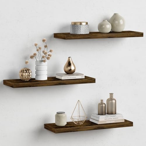 Forbena Rustic Brown Floating Shelves Set of 3