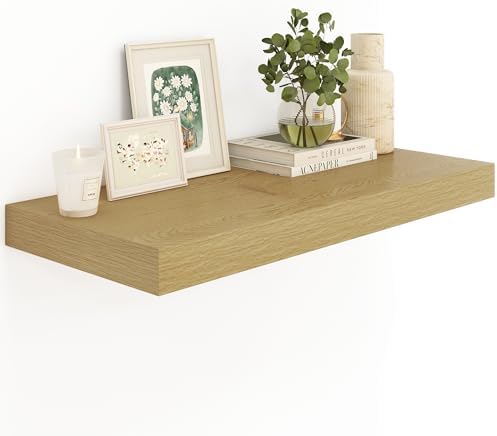 Heimlove 12 Inch Deep Oak Floating Shelves Set of 1