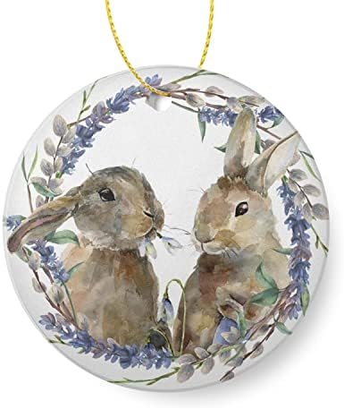Lavender Flower Rabbit Christmas Ornament for Tree Decorations