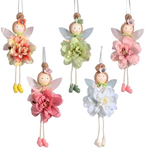 GIHOO Spring Flower Angel Doll Hanging Ornament 5pcs 78inch