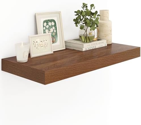 12 Inch Deep Walnut Floating Shelves Set of 1
