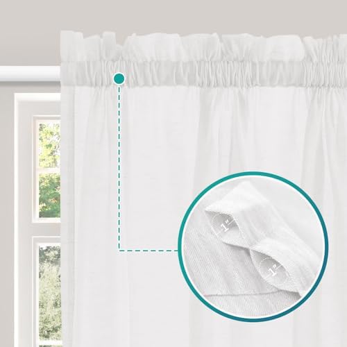 Turquoize White Linen French Door Curtains 52x72 2 Panels