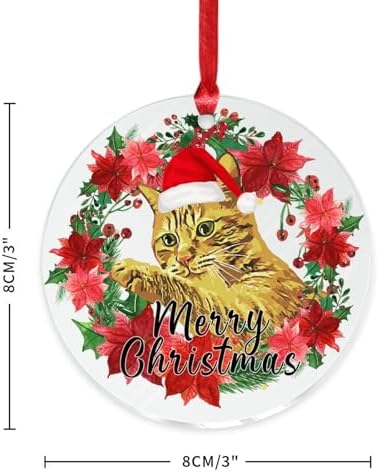 3 Inch Clear Acrylic Christmas Ornaments with Santa Hat