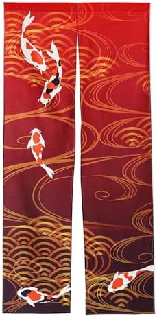 Nextdesign Noren Japanese Style Doorway Curtain with Nishikigoi Carp Print