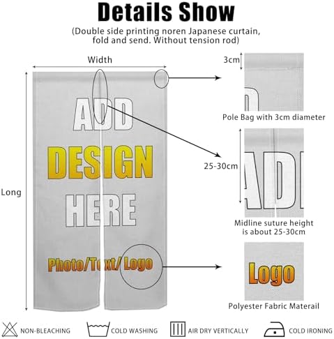 Customizable Double Sided Doorway Curtain with Picture 34x60 Inch