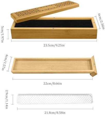 Holyenten Wooden Incense Holder Burner with Storage