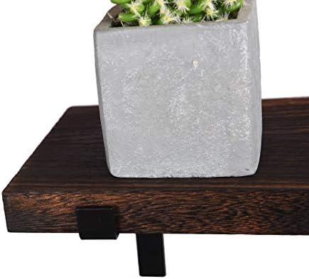 Rustic Wood Floating Shelves Dark Brown Set of 4