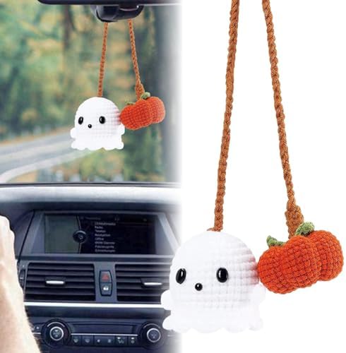 Halloween Pumpkin and Ghost Car Mirror Hanging Decor