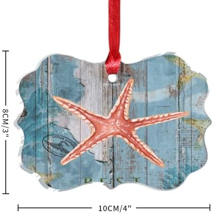 3 Acrylic Christmas Ornaments 2024 Nautical Starfish Decor Hanging Baubles