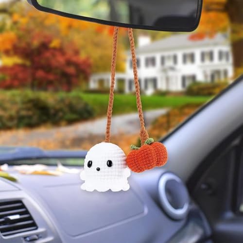 Halloween Pumpkin and Ghost Car Mirror Hanging Decor