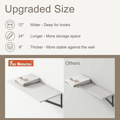 Fun Memories 12 Inch Deep Floating Shelves Set of 2