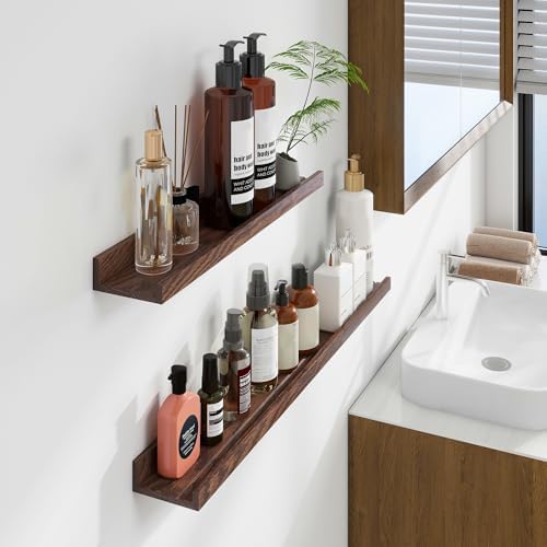 Floating Picture Ledge Shelves Set of 2 55 Inch Solid Oak