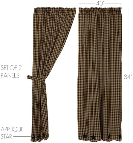 VHC Brands Star Cotton Panels with Tie Backs