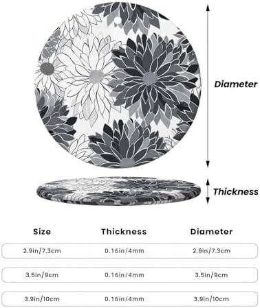 Christmas Ornaments Grey Black White Flower Round Ceramic Pendant Decor