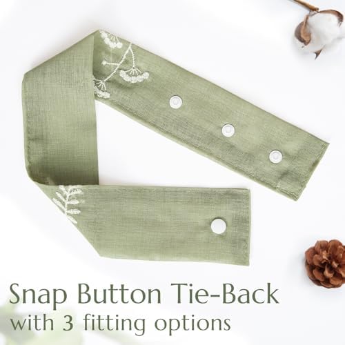Jinchan French Sheer Door Curtain with Tieback 40 Inches Green on Beige