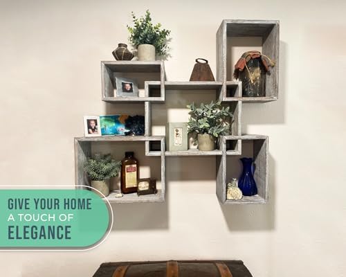 Comfify Rustic Floating Shelves Set of 5 Distressed White